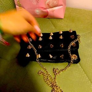 Black with gold chain crossbody